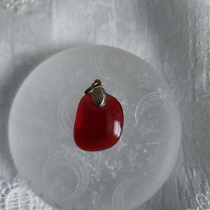 Unisex Vintage Red Sea Glass Pendant
